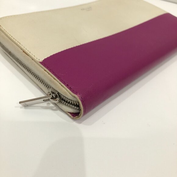 Celine White Purple Leather Zip Around Wallet Sku#84607 (Gently used, scartch) - Picture 7 of 15